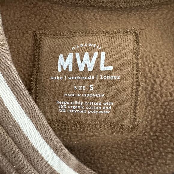Madewell MWL Cropped Sweatshirt WMNS S Tan Foundational Fleece Pullover Boxy Fit - Picture 6 of 10